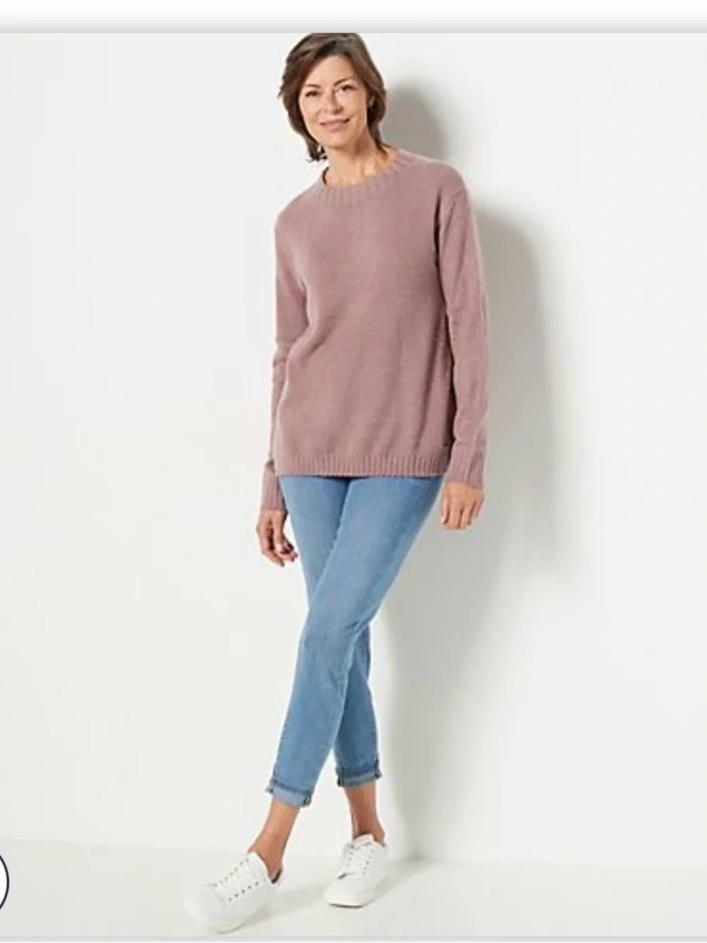 Peace Love World Lux Chenille Mock Neck Mauve Women's Sweater